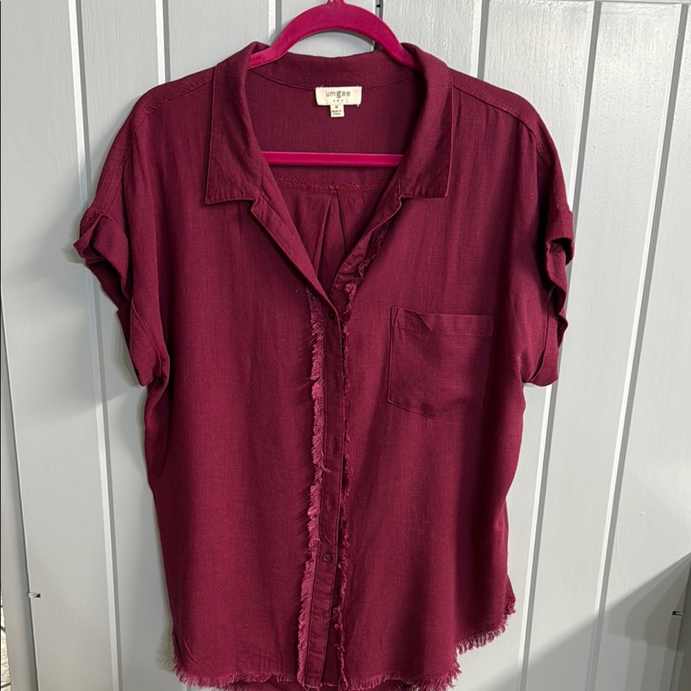 Umber Red Short Sleeve Button Down Shirt